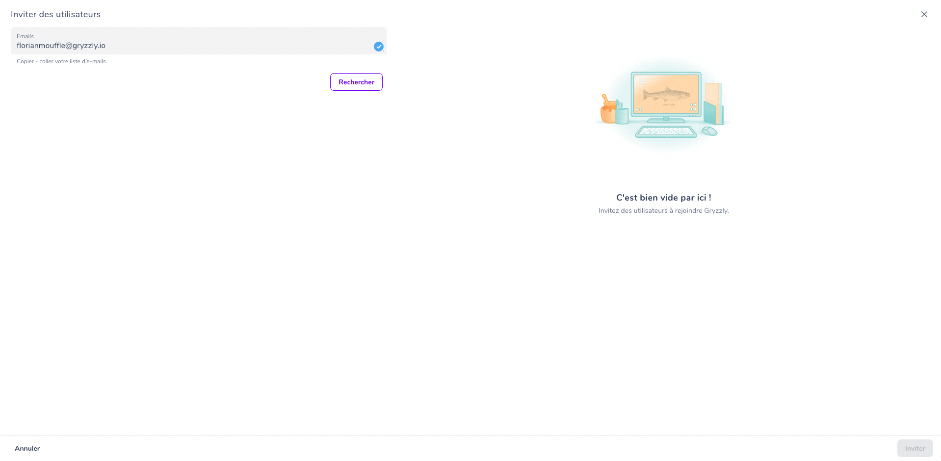 Inviter vos collègues dans Gryzzly